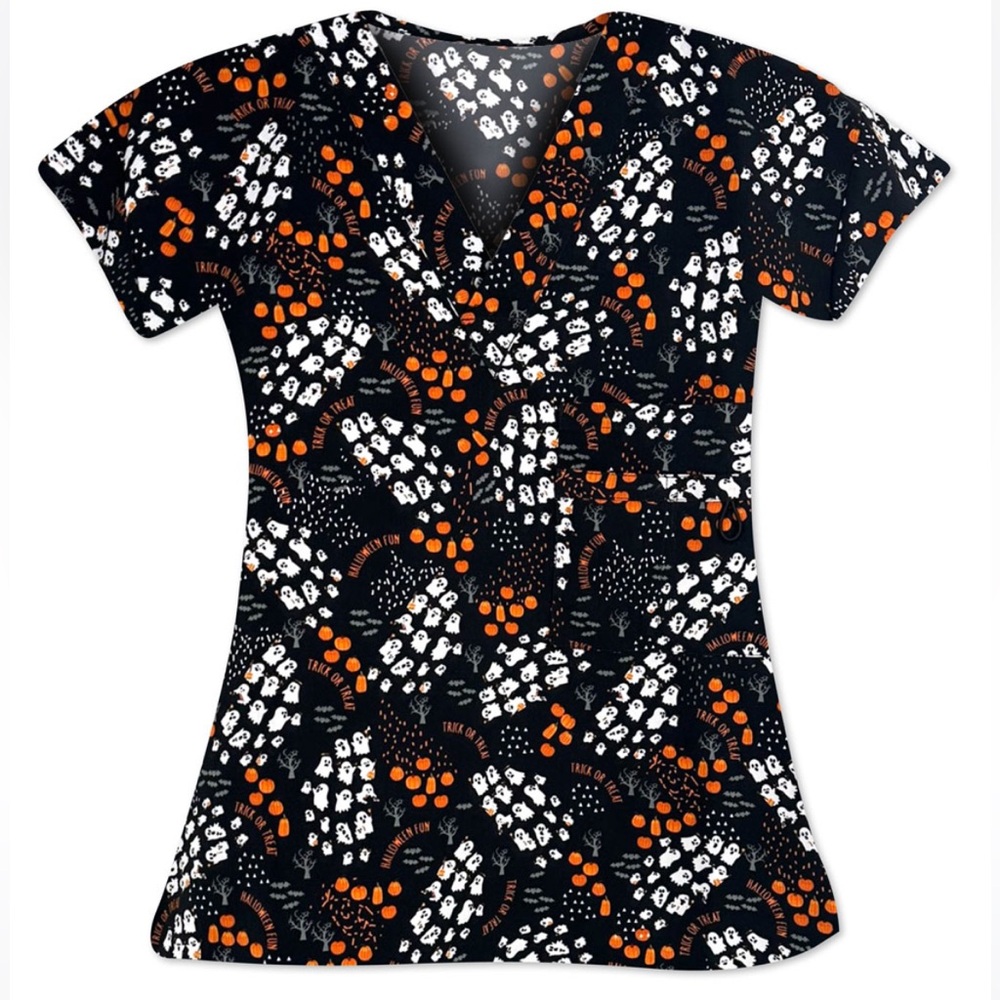 NWT Women’s 2X I Love Scrubs Boo Buds Halloween Scrub Top